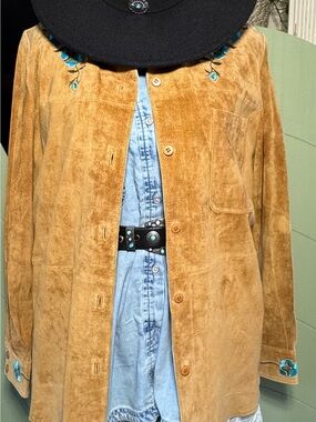 Women's Tan Suede Embroidered Western Jacket